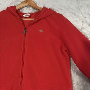 Lacoste Sport Red Full Zip Fleece Hoodie Women's L (Tag 44) Preppy Athleisure